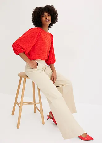 Twill broek met docoratieve knopen • lichtsand • bonprix online shop