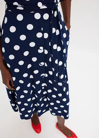 Overhemdjurk met strikband (2-dlg. set) • donkerblauw-wit gestippeld • bonprix online shop