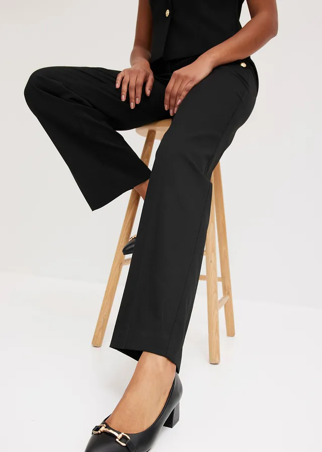 Pantalon large à pinces et boutons décoratifs • noir • product-page.page-title-suffix