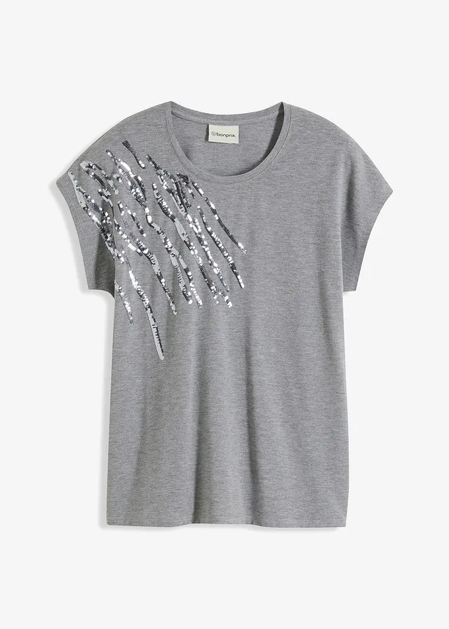 Shirt met pailletten • grijs gemêleerd • bonprix online shop