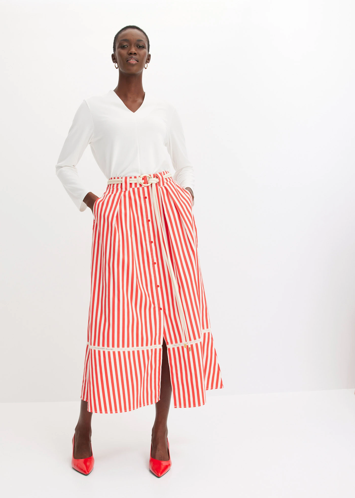 Bluzka z długim rękawem • biel wełny • sklep bonprix