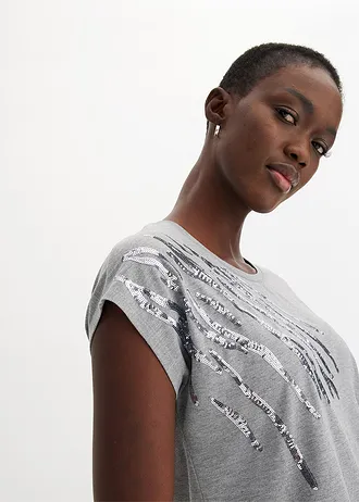 Shirt met pailletten • grijs gemêleerd • bonprix online shop