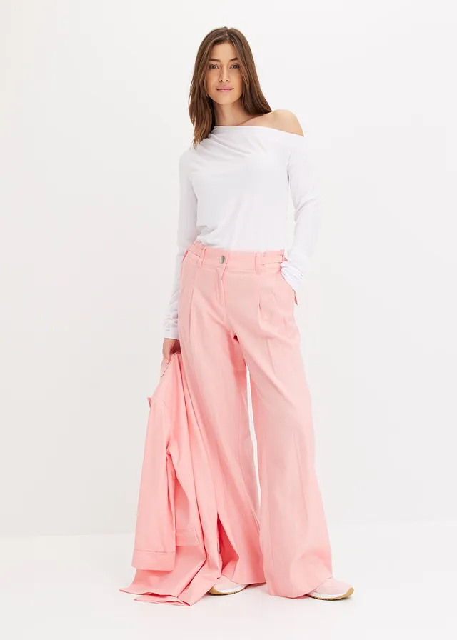 Palazzo broek van een lichte linnenmix • soft roze • product-page.page-title-suffix