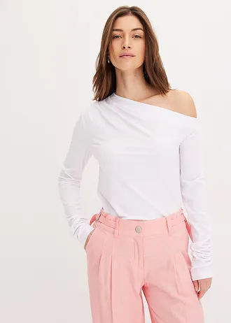 Off shoulder shirt met rimpels • wit • bonprix online shop