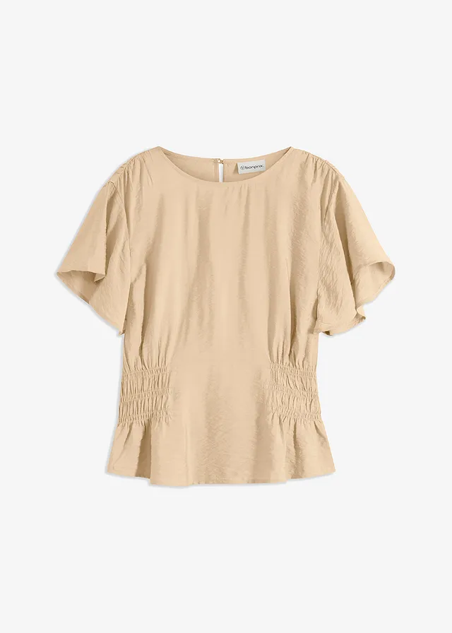 Blousetop van een zachte viscose-mix • groenbeige • bonprix online shop