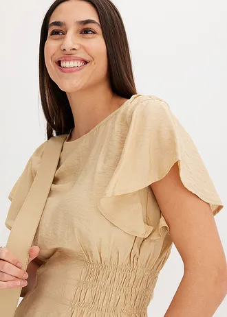 Blousetop van een zachte viscose-mix • groenbeige • bonprix online shop