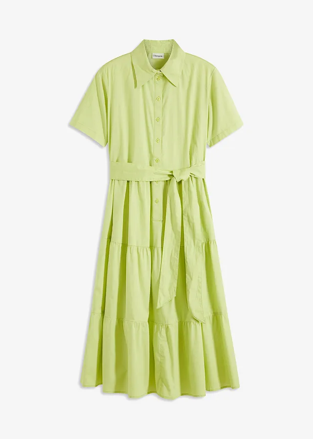 Rochie cu guler de cămașă din amestec elastic de bumbac