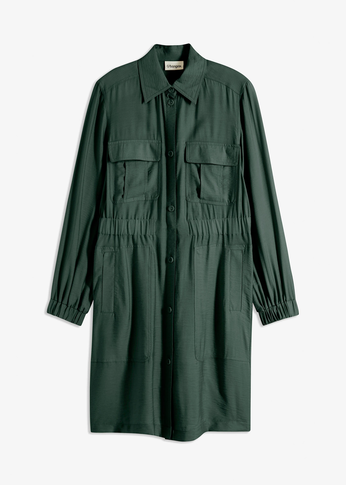 Sukienka szmizjerka z miękkiej mieszanki wiskozy • cienisty zielony • bonprix obchod