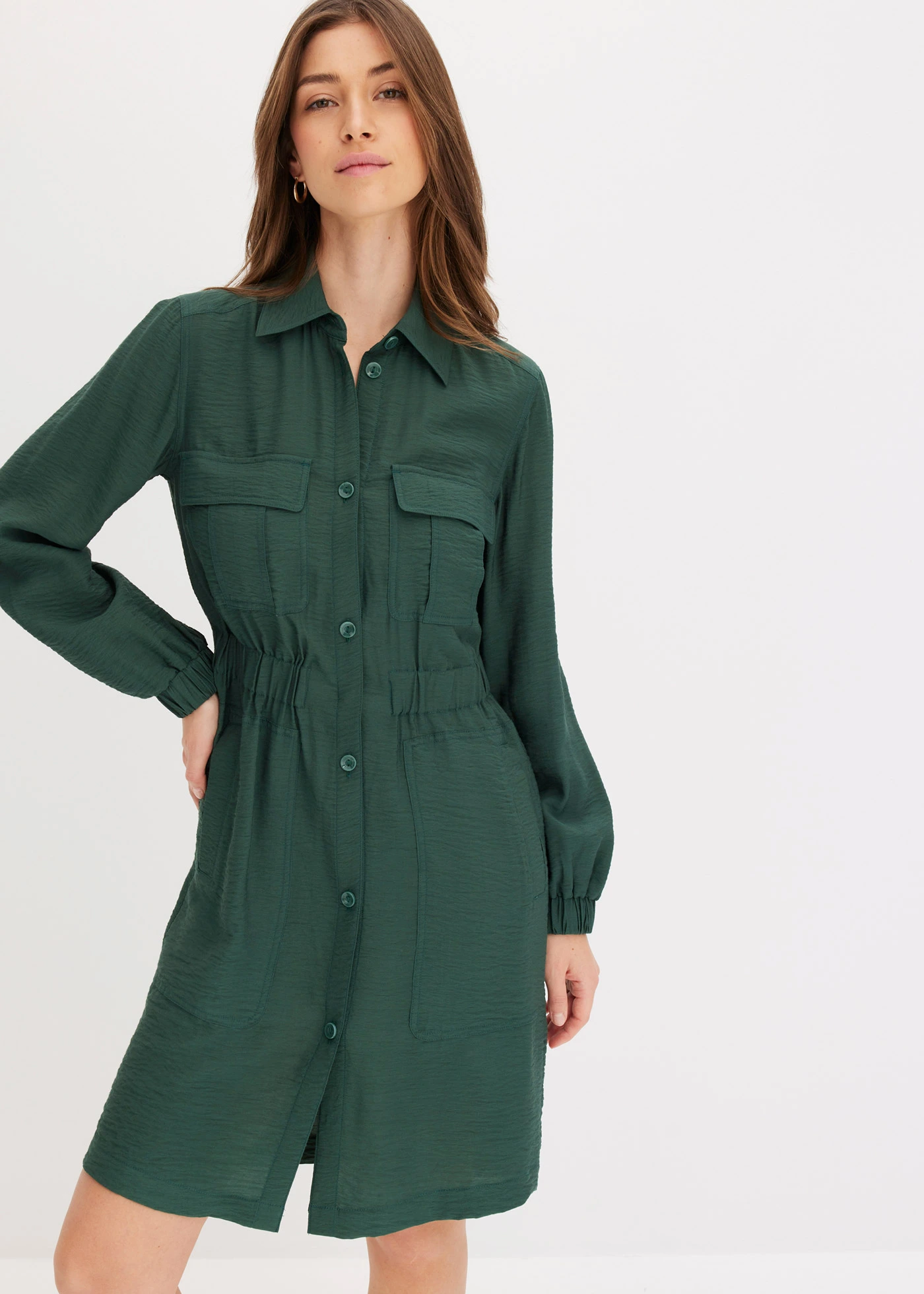 Sukienka szmizjerka z miękkiej mieszanki wiskozy • cienisty zielony • bonprix obchod