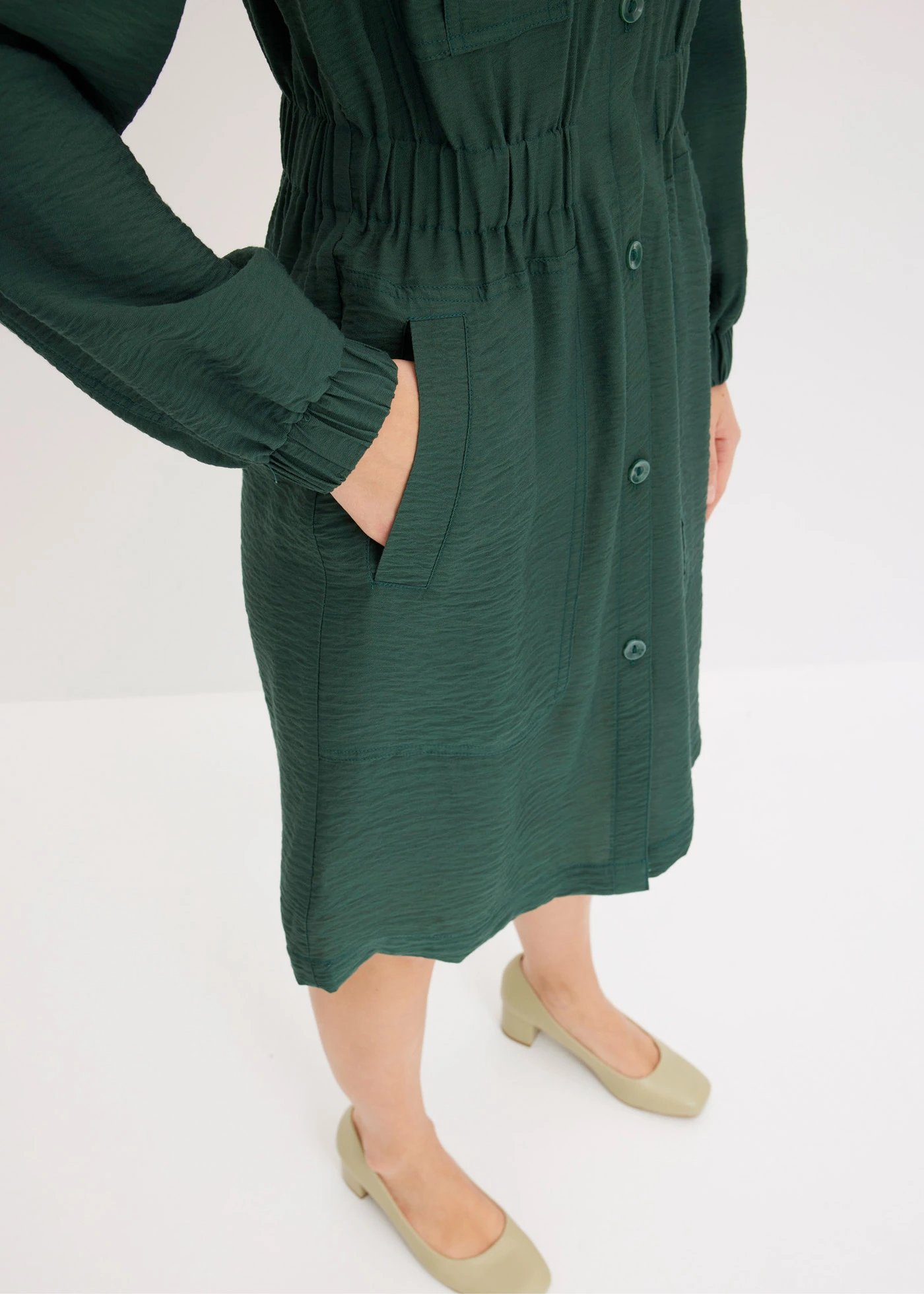 Sukienka szmizjerka z miękkiej mieszanki wiskozy • cienisty zielony • bonprix obchod