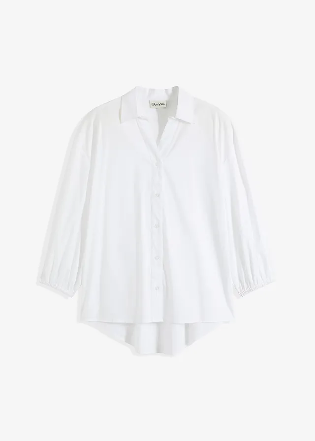 Blúzka s balónovými rukávmi, vzadu dlhšia