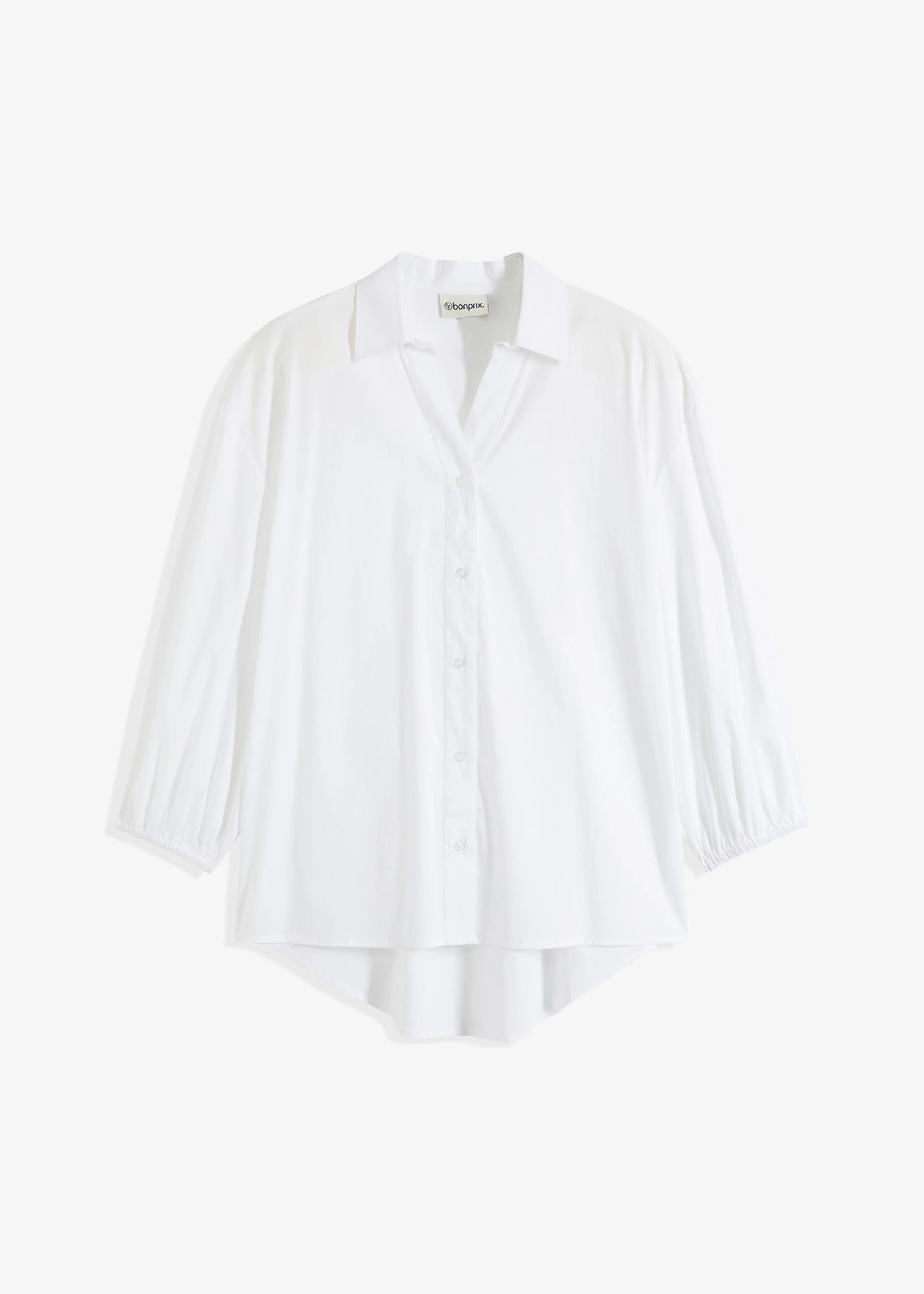 Halenka s balonovými rukávy, delší zadní díl • bílá • bonprix obchod