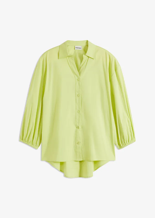 Blúzka s balónovými rukávmi, vzadu dlhšia