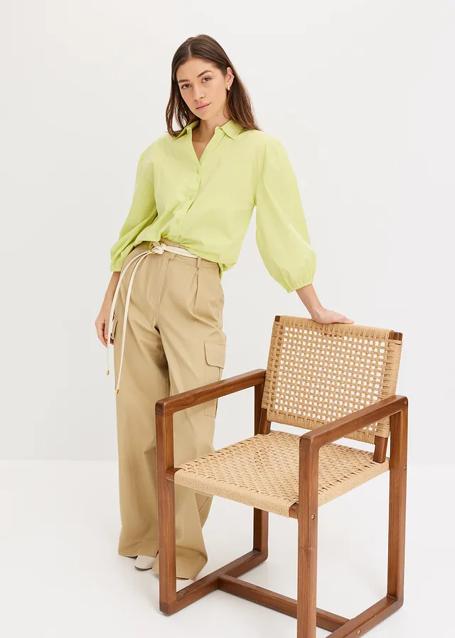 High-low blouse met ballonmouwen • mintgroen • product-page.page-title-suffix