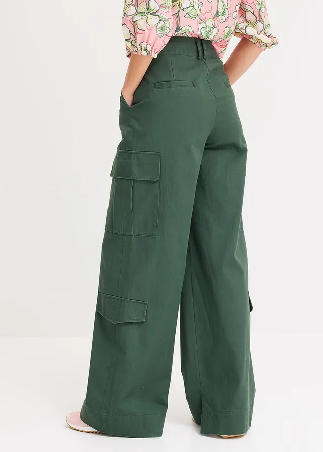 Cargo broek van puur katoen, Kleur: schaduwgroen