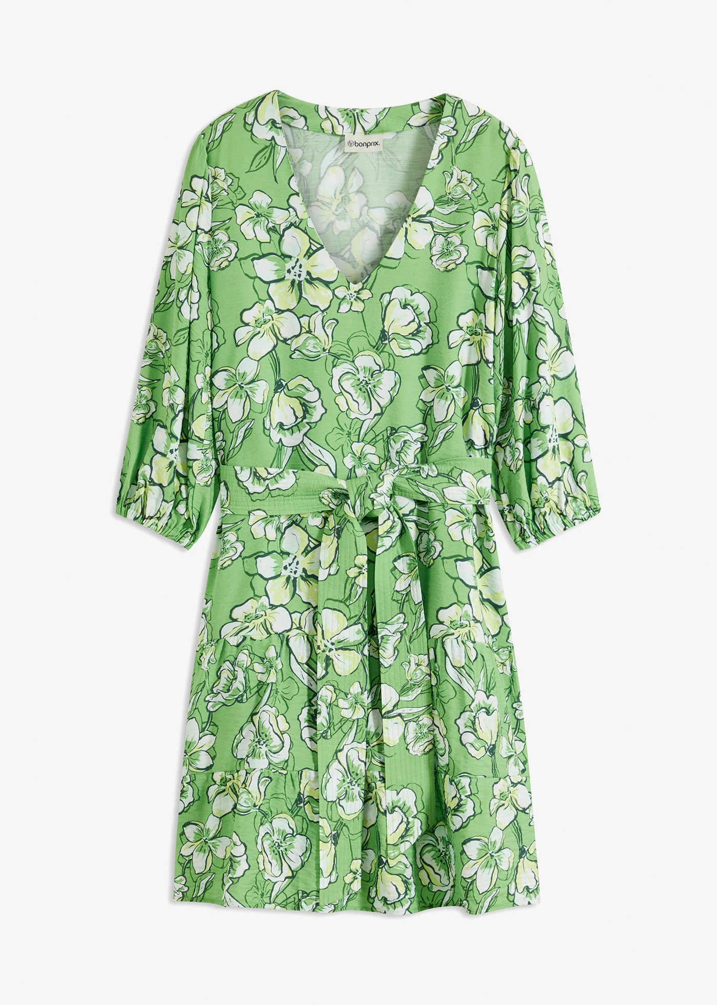 Minišaty z měkké viskózové směsi • jetelově zelená s květy • bonprix obchod