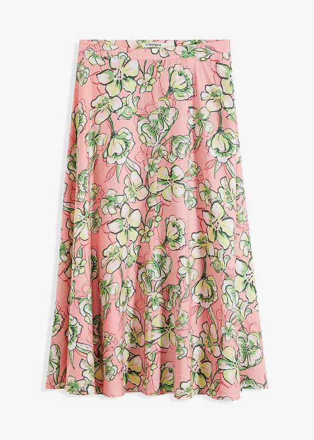 Midi rok van een soepele viscosemix, Kleur: soft roze