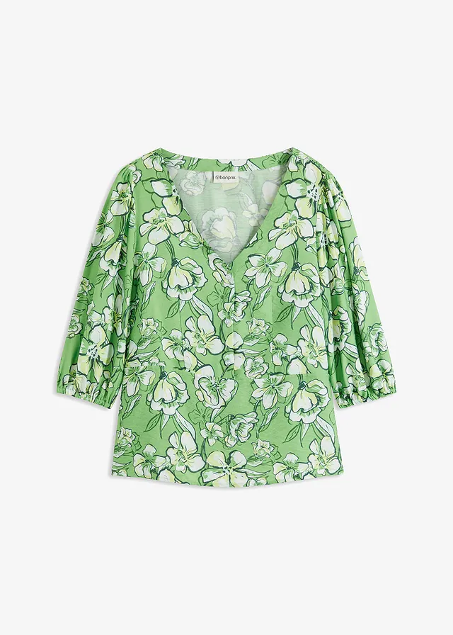 Blouse van een fijne viscosemix • klavergroen gebloemd • bonprix online shop