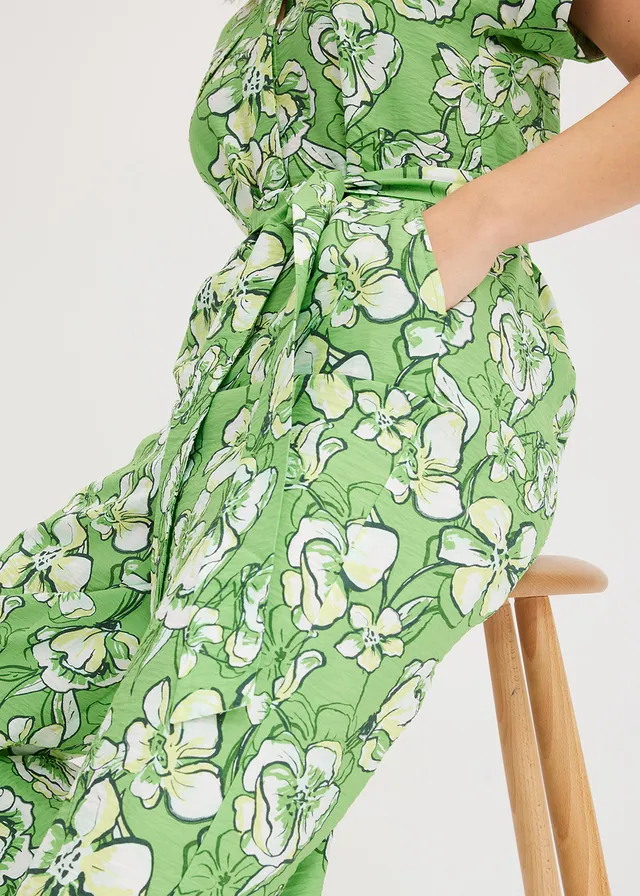 Jumpsuit van vloeiende viscosemix • klavergroen gedessineerd • product-page.page-title-suffix
