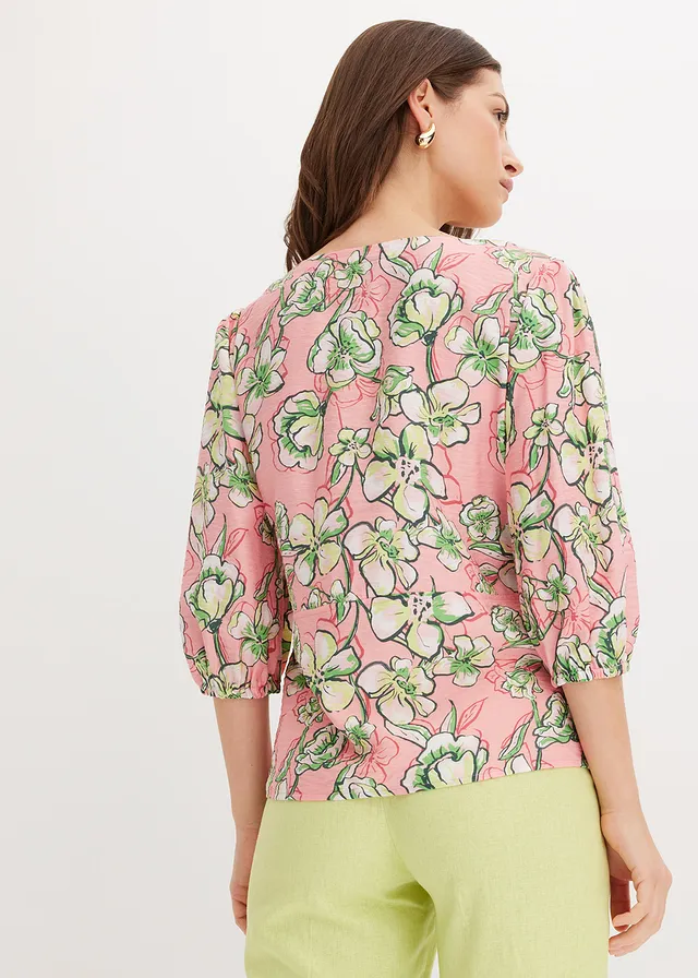 Blouse van een fijne viscosemix, Kleur: soft roze gebloemd