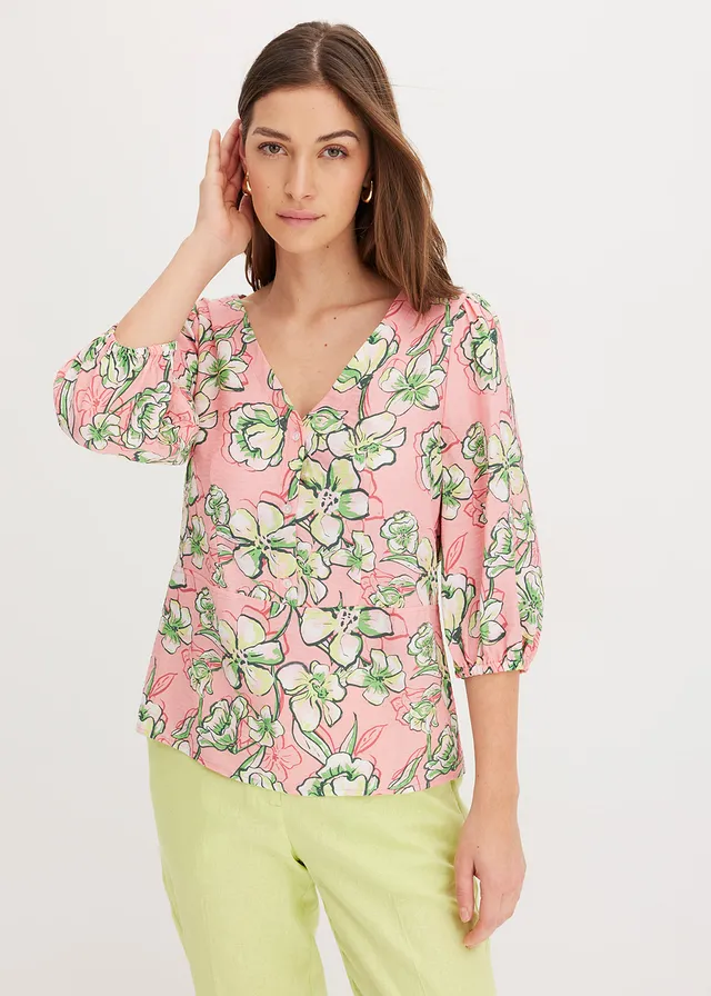 Blouse van een fijne viscosemix • soft roze gebloemd • product-page.page-title-suffix