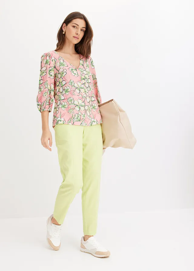 Blouse van een fijne viscosemix, Kleur: soft roze gebloemd