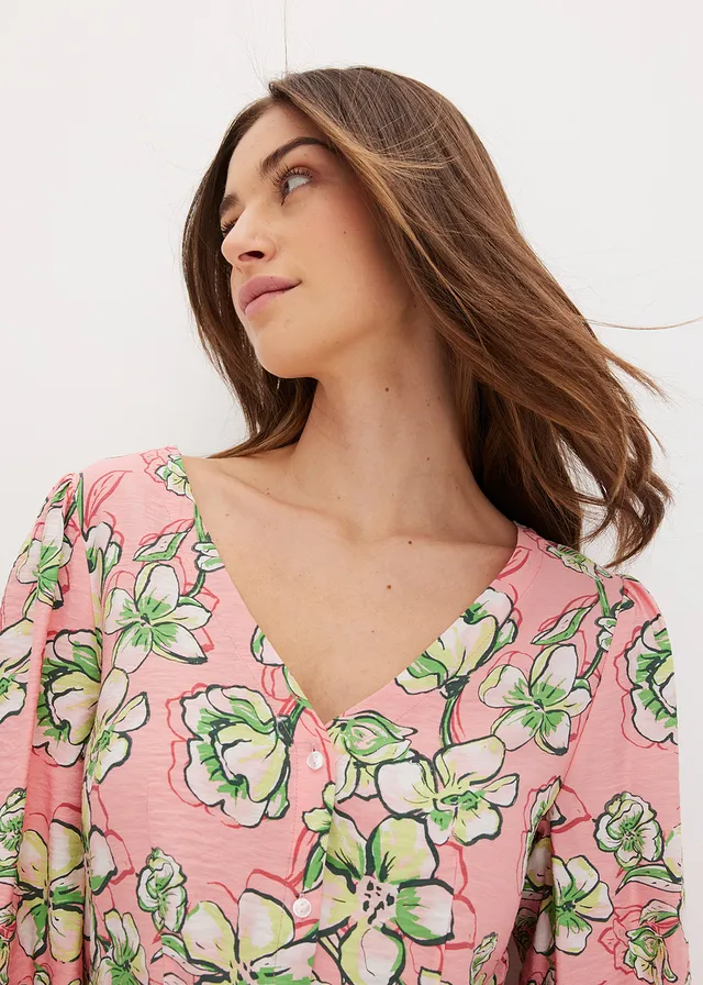Blouse van een fijne viscosemix • soft roze gebloemd • product-page.page-title-suffix