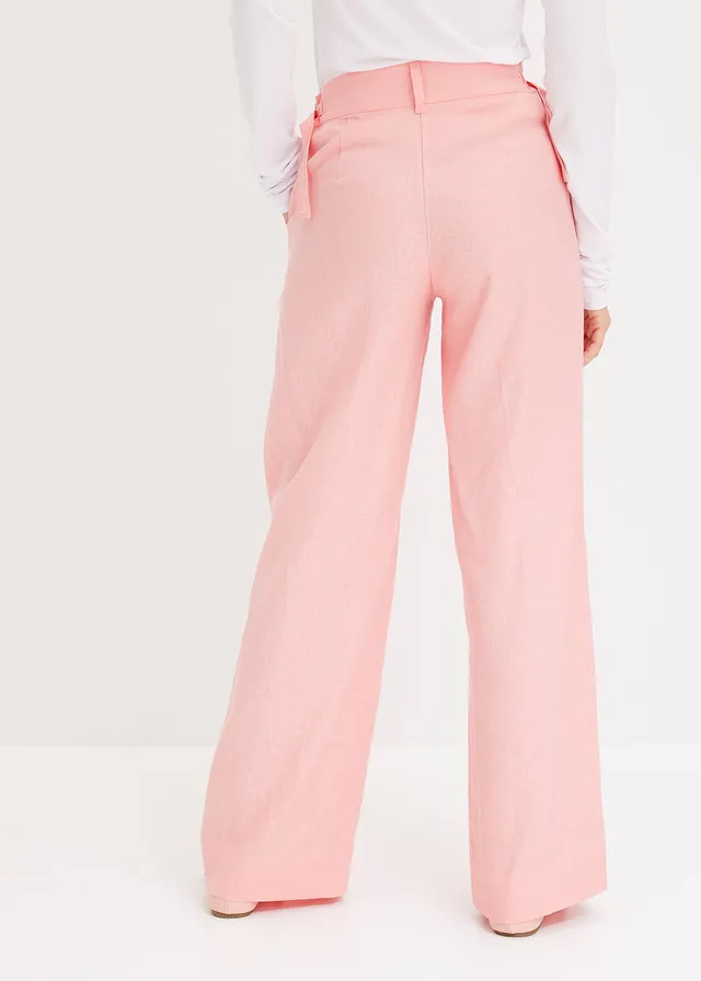 Palazzo broek van een lichte linnenmix • soft roze • product-page.page-title-suffix