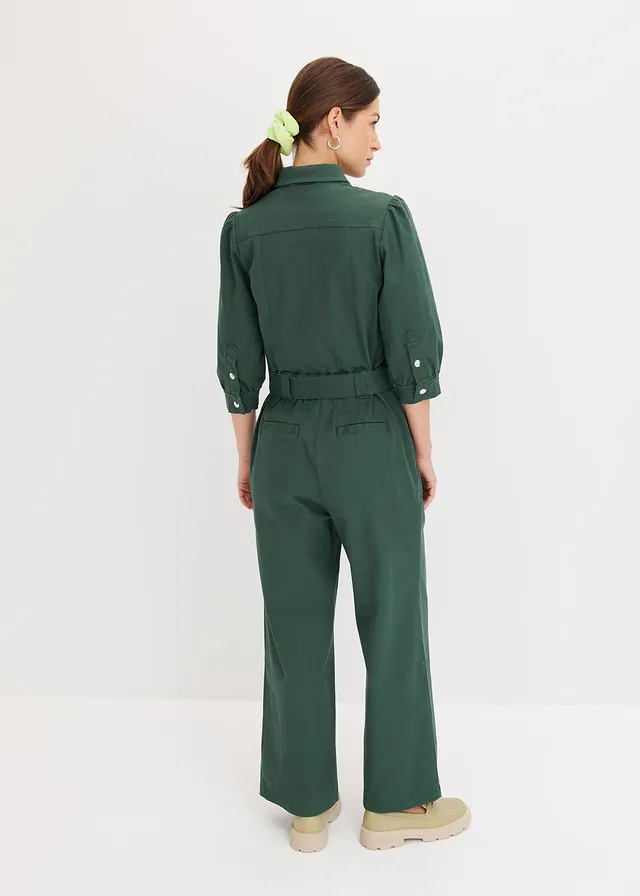 Jumpsuit met pofmouwen, Kleur: schaduwgroen