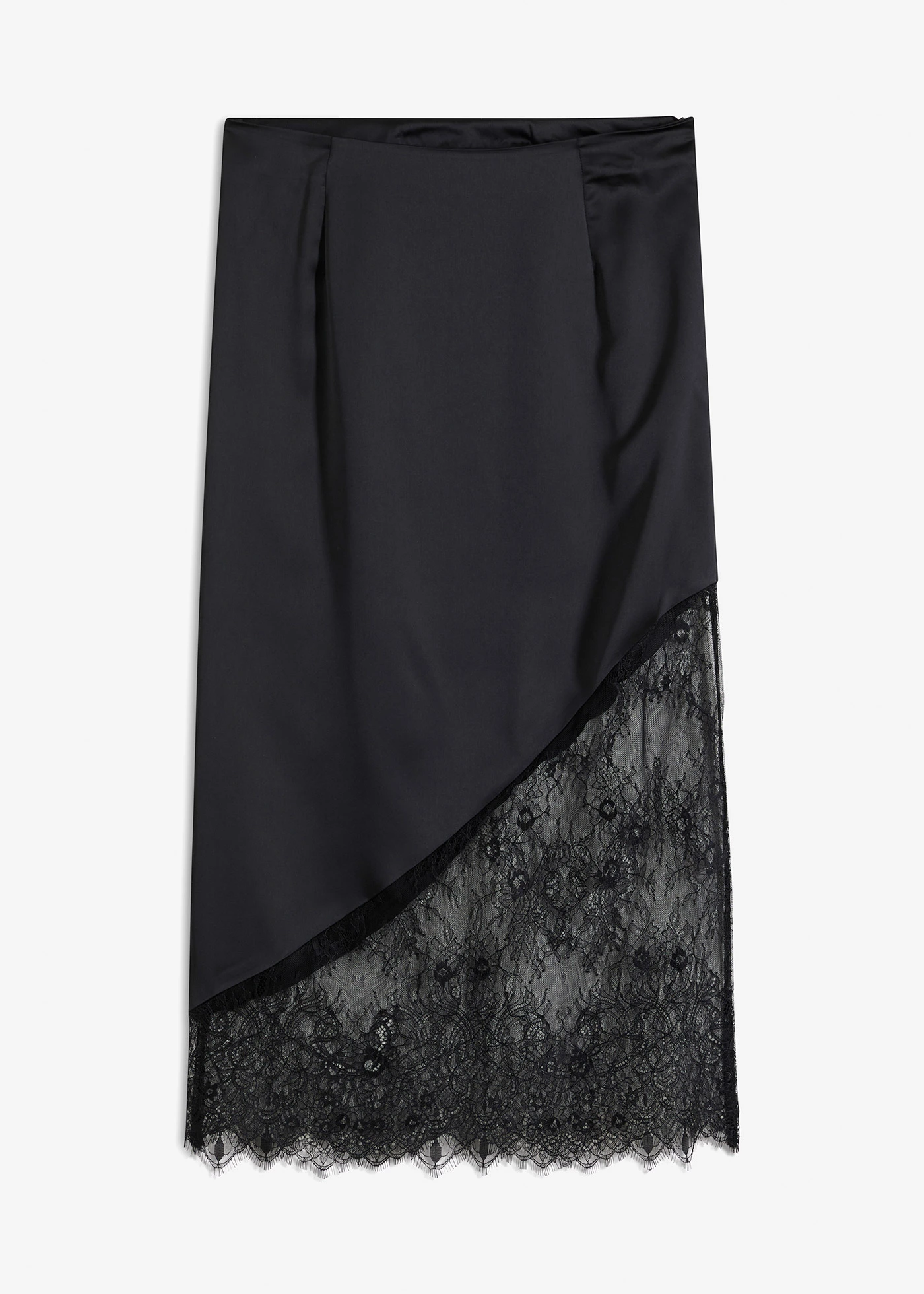 Midi rok van vloeiend satijn • zwart • bonprix online shop