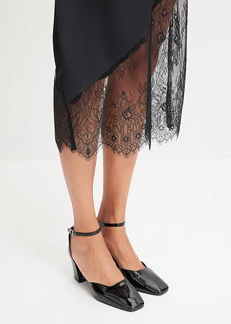 Midi rok van vloeiend satijn • zwart • bonprix online shop