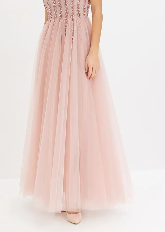 Robe longue en tulle fin avec sequins brodés • rose • product-page.page-title-suffix