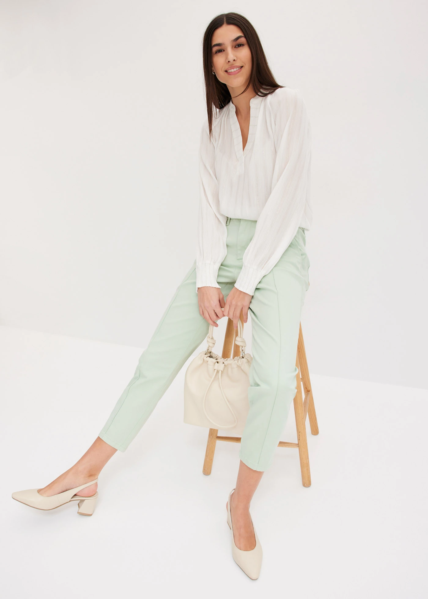 Stretch broek • lichtrietgroen used • bonprix online shop