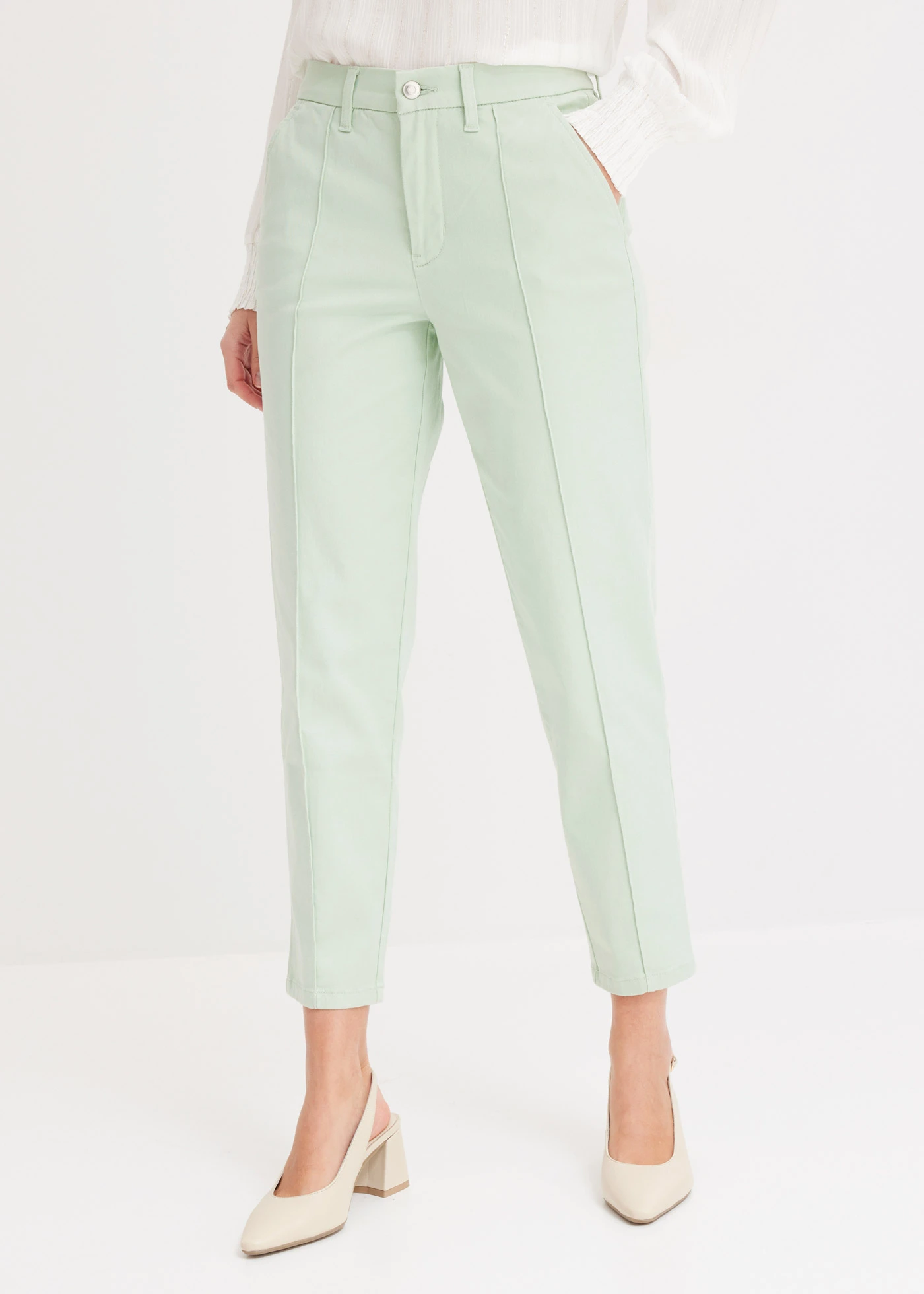 Stretch broek • lichtrietgroen used • bonprix online shop
