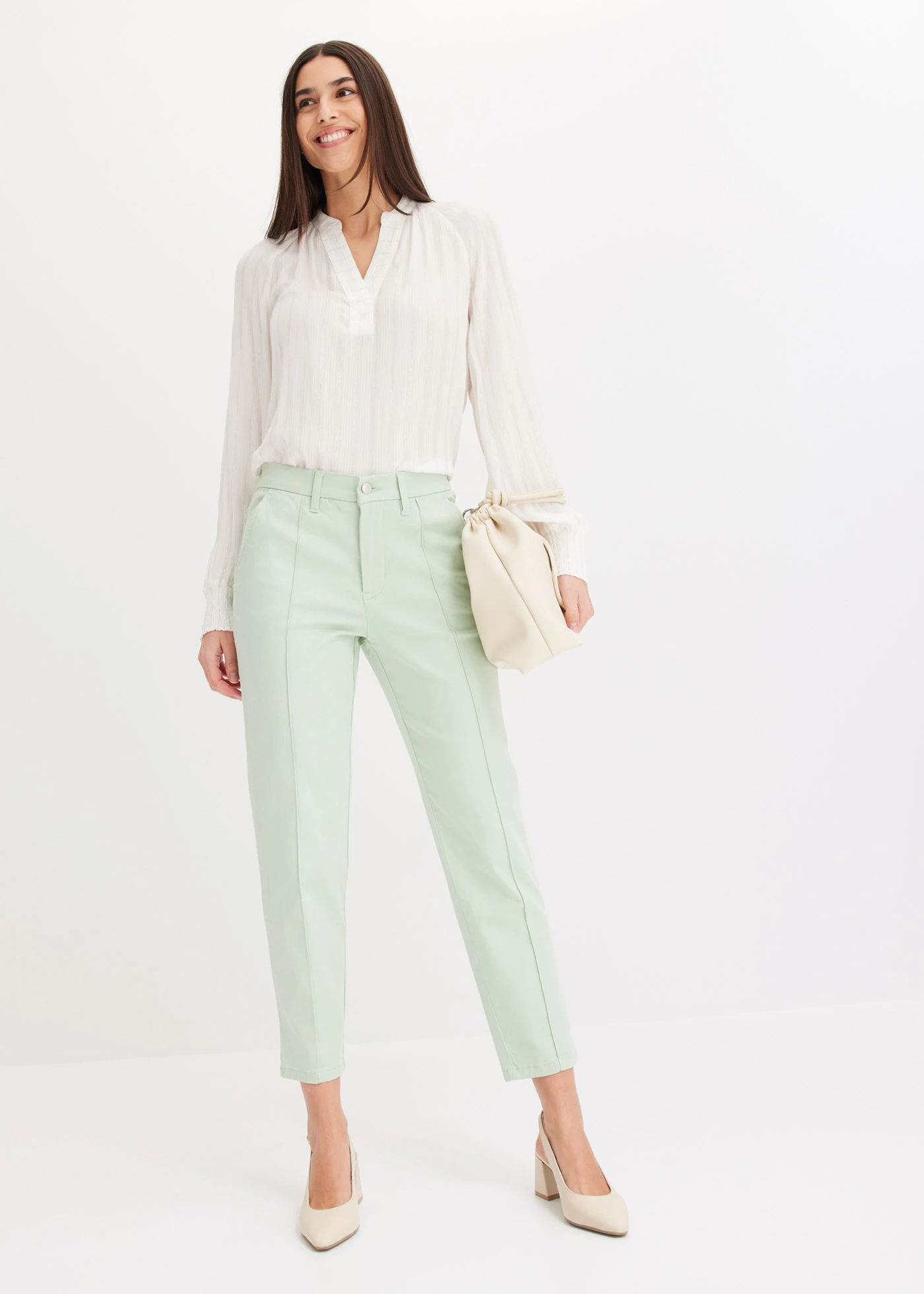 Stretch broek • lichtrietgroen used • bonprix online shop