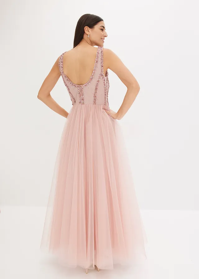 Robe longue en tulle fin avec sequins brodés • rose • product-page.page-title-suffix