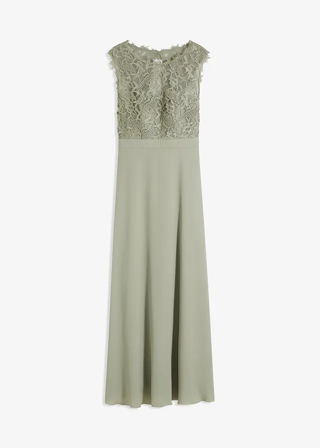 Maxi jurk met kant • zeegras • bonprix online shop