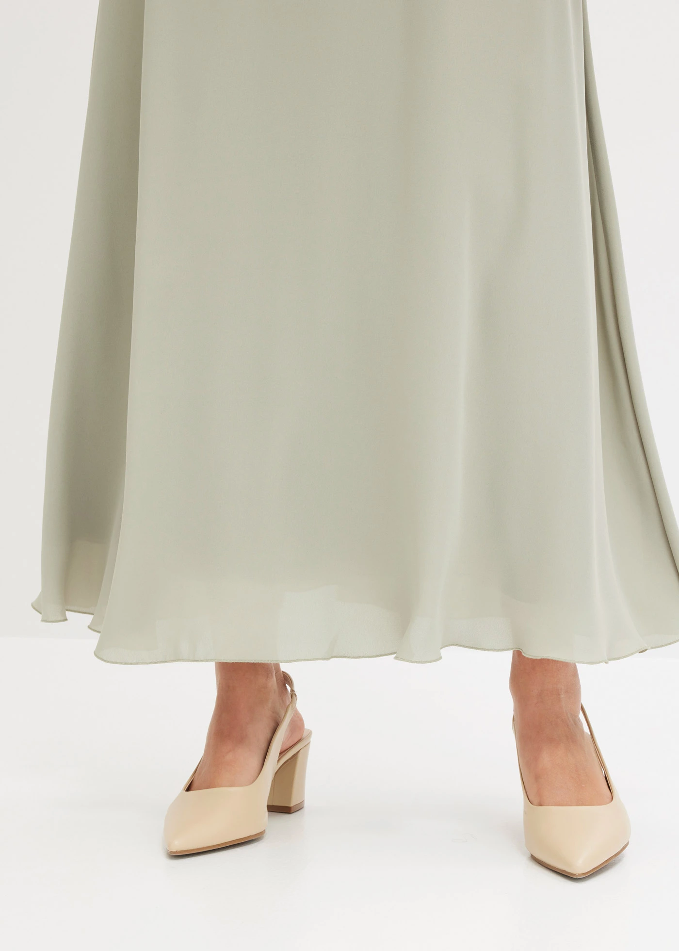 Robe longue de soirée à dentelle • gris vert • Boutique bonprix