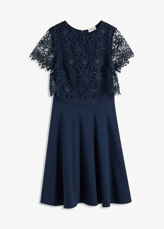 Robe midi avec empiècement dentelle