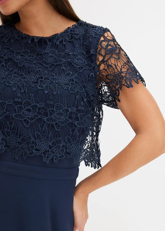 Robe midi avec empiècement dentelle • bleu foncé • product-page.page-title-suffix