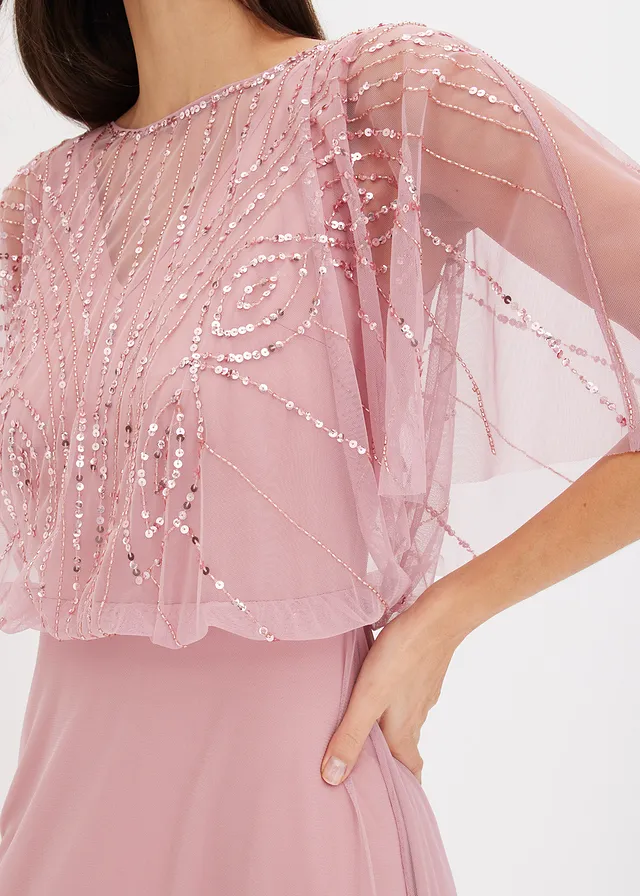 Robe longue en tulle fin avec sequins brodés • rose • product-page.page-title-suffix