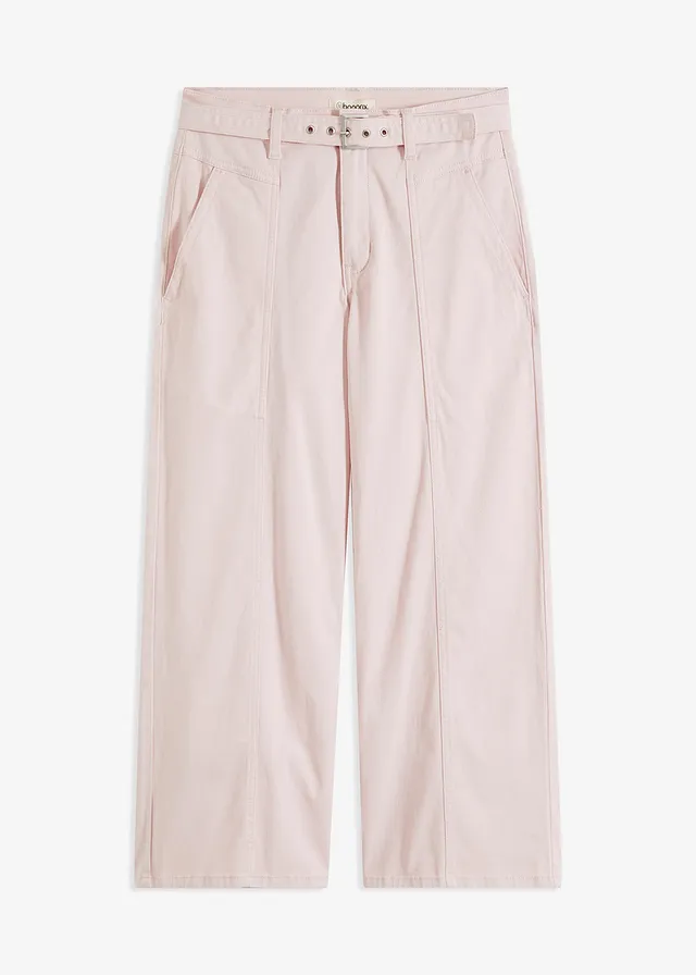 Pantaloni culotte din twill cu stretch și curea