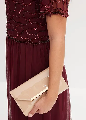 Robe longue raffinée en tulle avec sequins brodés • rouge foncé • Boutique bonprix