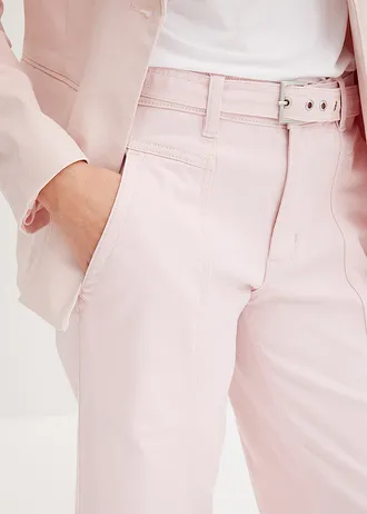 Stretch twill broek met riem • lichtroze used • bonprix online shop