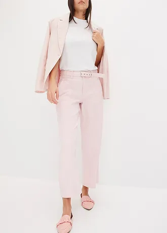 Stretch twill broek met riem • lichtroze used • bonprix online shop