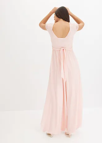 Chiffon jurk met kant • parelroze • bonprix online shop