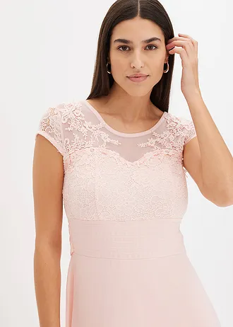 Chiffon jurk met kant • parelroze • bonprix online shop