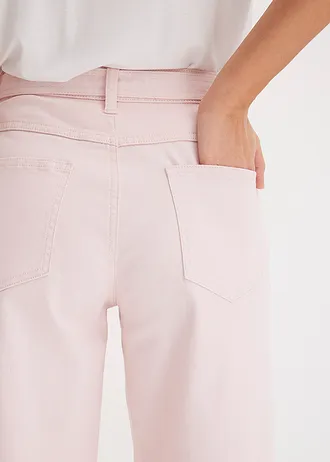 Stretch twill broek met riem • lichtroze used • bonprix online shop