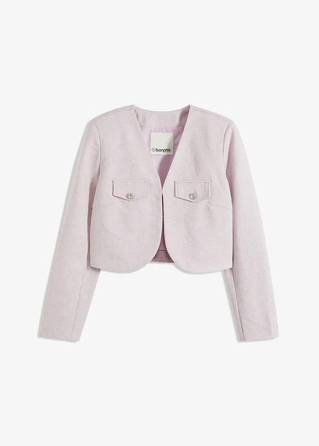 Korte blazer van bouclé • lila gemêleerd • bonprix online shop
