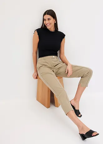 Geribd shirt in een viscosemix • zwart/wolwit • bonprix online shop